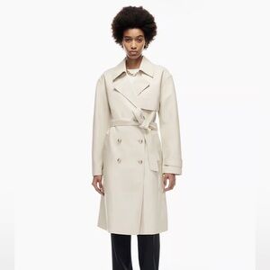 Aritzia Babaton Vegan Leather Tabloid Trench Coat Matte Pearl